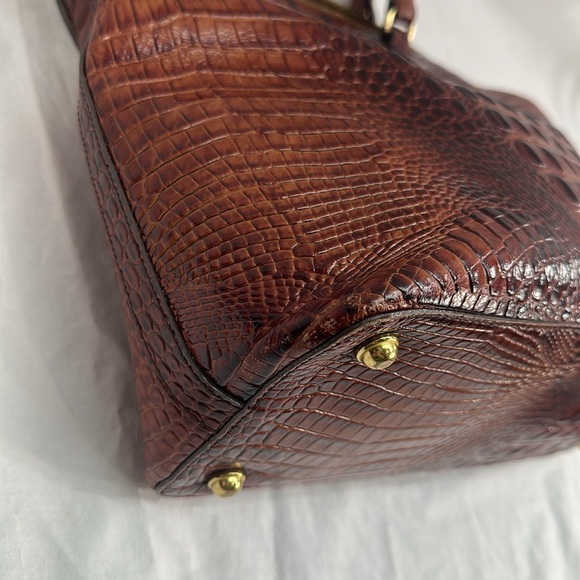 SOLD!! Lg Duxbury Dome Croc Embossed Leather Satchel Shoulder Bag W/Strap/Cover - Picture 9 of 16